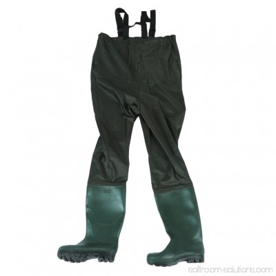 Waterproof Insulated Breathable Nylon and PVC Cleated Bootfoot Chest Fishing Waders Hunting Boots Foot with Wading Belt,army green,size-9 569675248